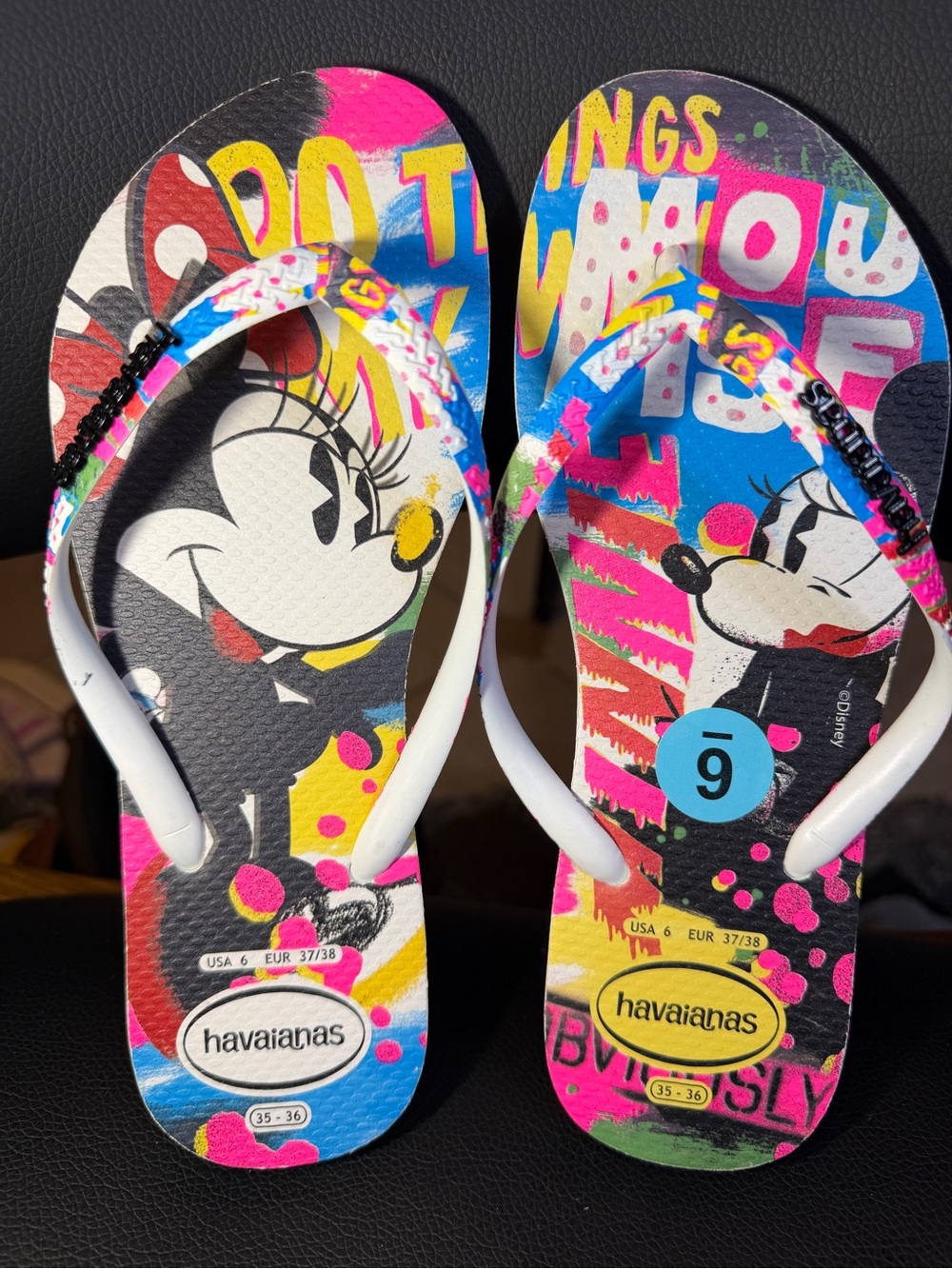 Havaianas Flip Flops Sandals Disney Minnie Mouse Women’s sz 6 US EU 37/38 New
